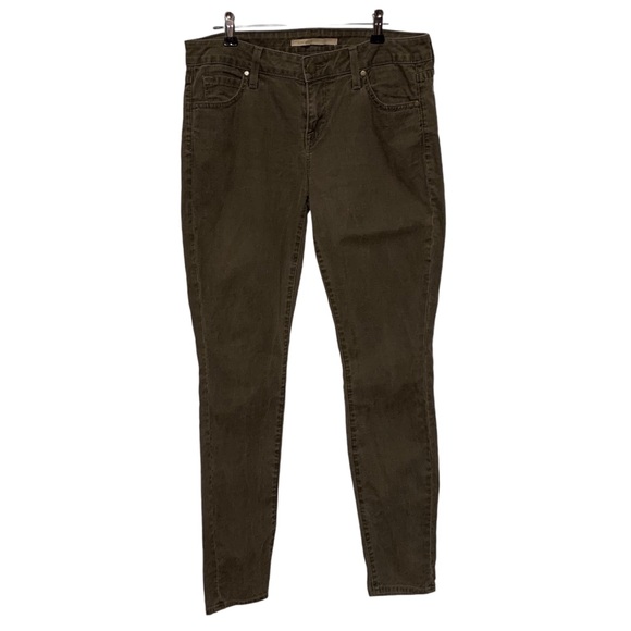 VINCE CROP SKINNY ANKLE MID-RISE OLIVE GREEN STRETCH DENIM JEANS NEUTRAL JEANS - Picture 2 of 16